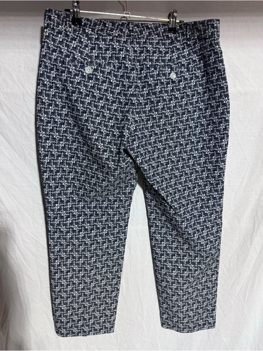 Banana Republic Avery navy blue white geometric pattern dressy crop pant Size 8P